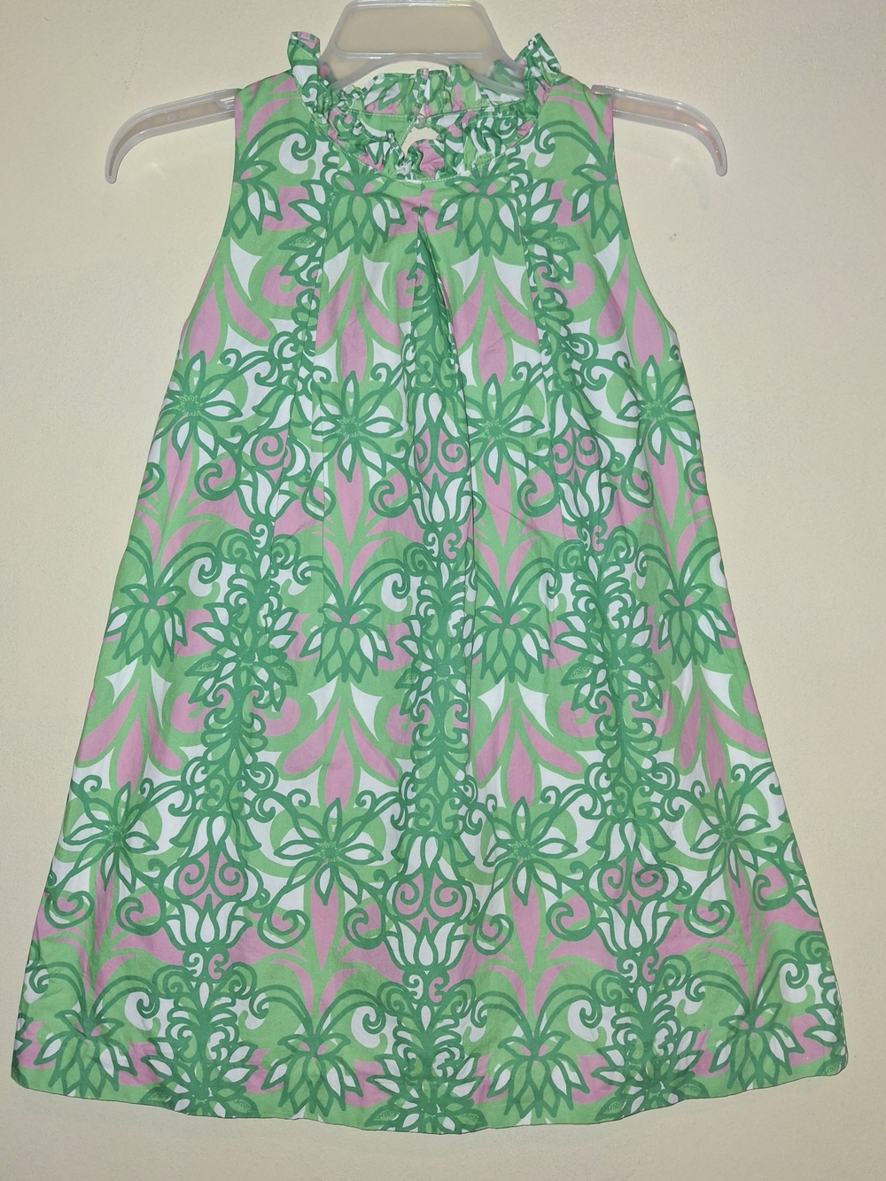Lilly Pultizer Little Girls Green and Pink Floral Sleeveless Shift Dress